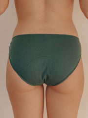 culotte menstruelle en coton biologique couleur verte de dos