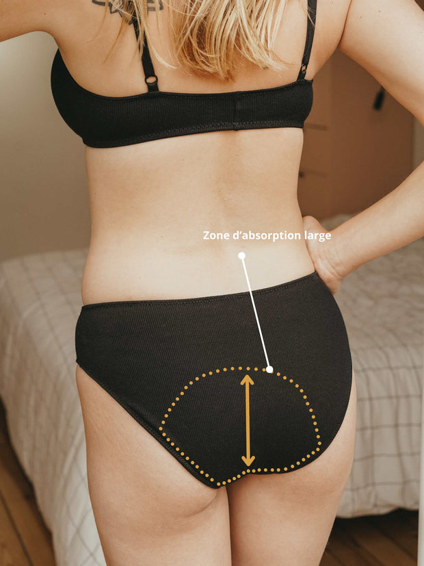 zone absorption culotte menstruelle coton dos