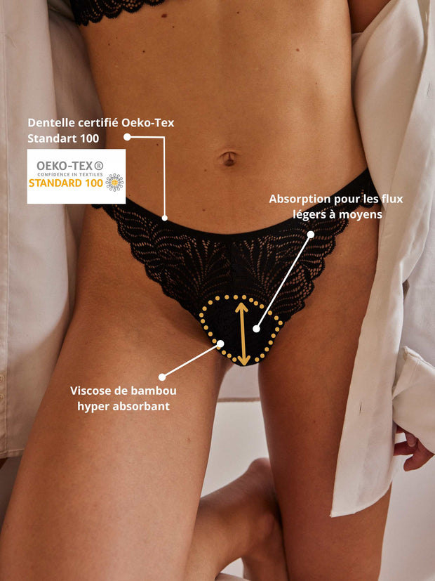 zone absorption tanga  menstruelle dentelle